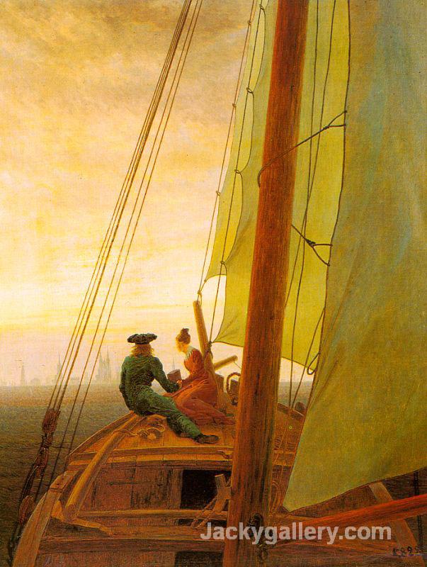 On board of a Sailing Ship by Caspar David Friedrich paintings reproduction
